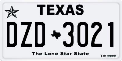 TX license plate DZD3021