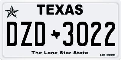 TX license plate DZD3022