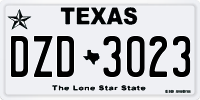 TX license plate DZD3023