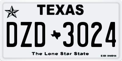 TX license plate DZD3024