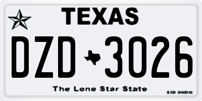 TX license plate DZD3026