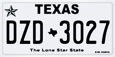 TX license plate DZD3027