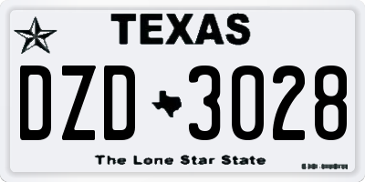 TX license plate DZD3028