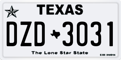 TX license plate DZD3031