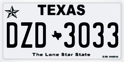 TX license plate DZD3033