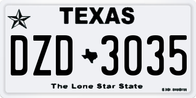TX license plate DZD3035
