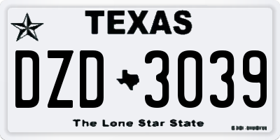 TX license plate DZD3039
