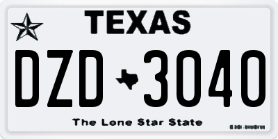 TX license plate DZD3040