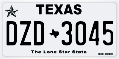 TX license plate DZD3045