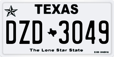 TX license plate DZD3049