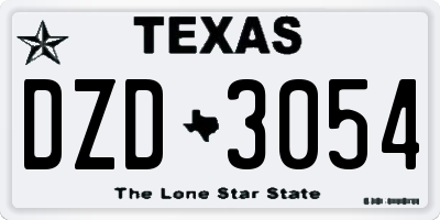 TX license plate DZD3054