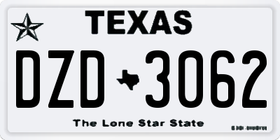 TX license plate DZD3062