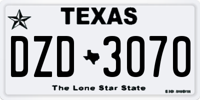 TX license plate DZD3070