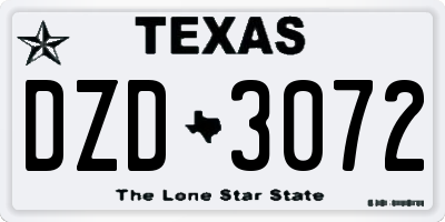 TX license plate DZD3072