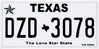 TX license plate DZD3078