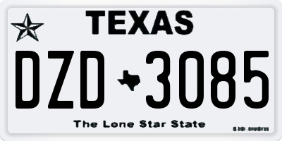 TX license plate DZD3085