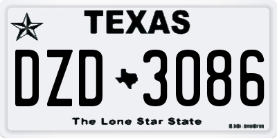 TX license plate DZD3086