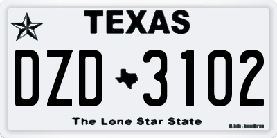 TX license plate DZD3102