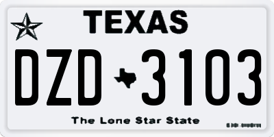 TX license plate DZD3103