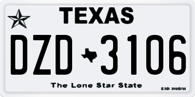 TX license plate DZD3106