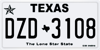 TX license plate DZD3108