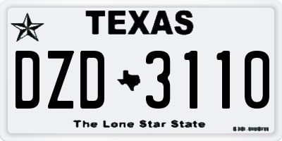 TX license plate DZD3110