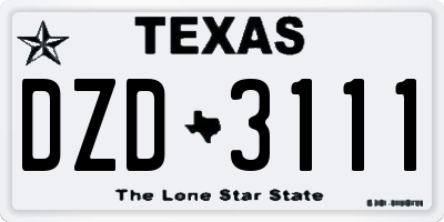 TX license plate DZD3111