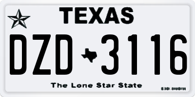TX license plate DZD3116