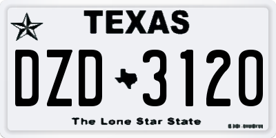 TX license plate DZD3120