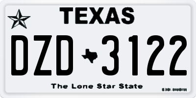 TX license plate DZD3122