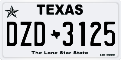 TX license plate DZD3125