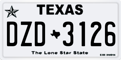 TX license plate DZD3126
