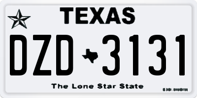 TX license plate DZD3131