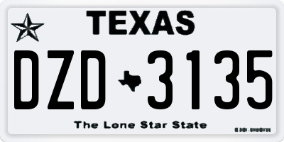 TX license plate DZD3135