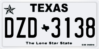 TX license plate DZD3138