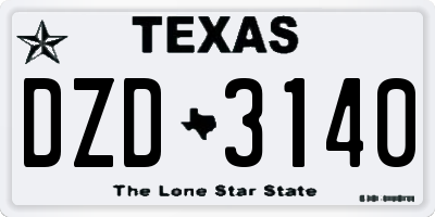 TX license plate DZD3140