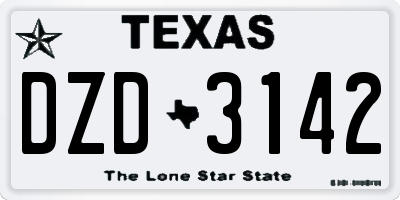 TX license plate DZD3142