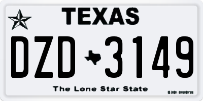 TX license plate DZD3149