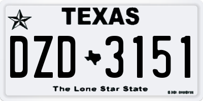 TX license plate DZD3151