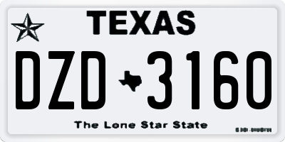 TX license plate DZD3160