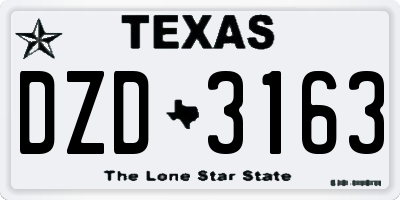 TX license plate DZD3163