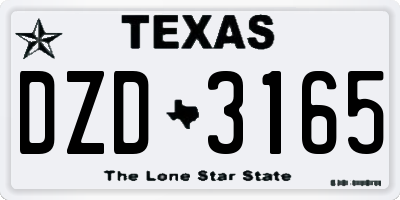 TX license plate DZD3165