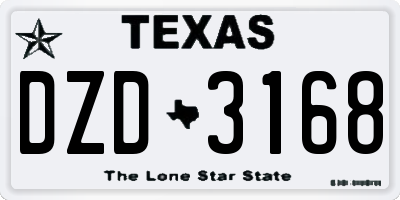 TX license plate DZD3168