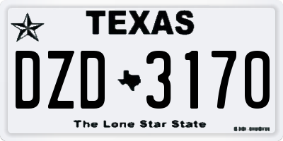 TX license plate DZD3170
