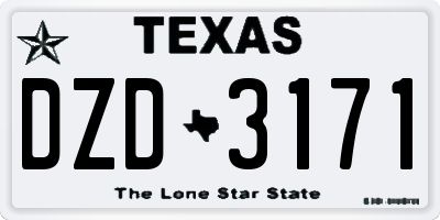 TX license plate DZD3171