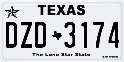 TX license plate DZD3174