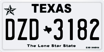 TX license plate DZD3182