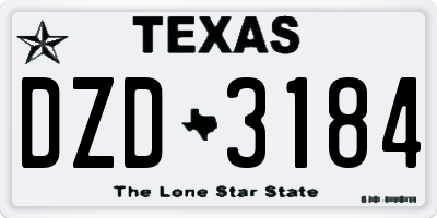 TX license plate DZD3184