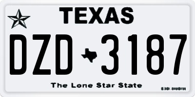 TX license plate DZD3187