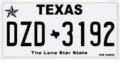 TX license plate DZD3192